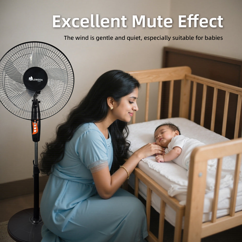 නිදන කාමරය සහ විසිත්ත කාමරය සඳහා බිම විදුලි පංකාව තල 5 නිහඬ ස්ථාවර විදුලි පංකාවක්