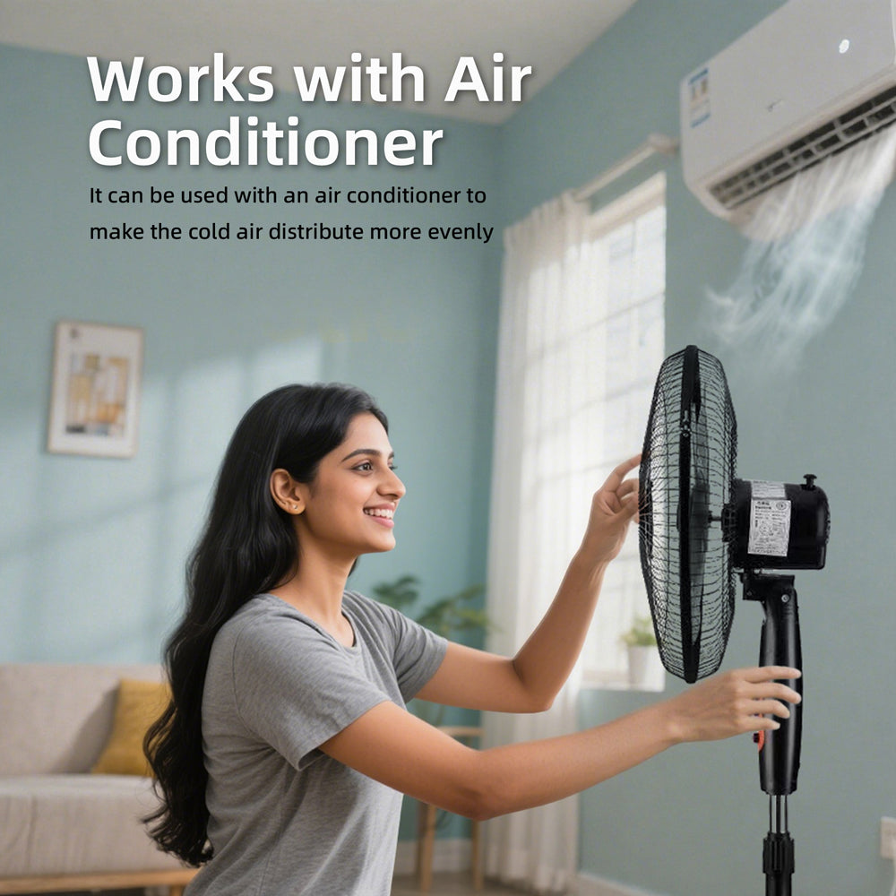 නිදන කාමරය සහ විසිත්ත කාමරය සඳහා බිම විදුලි පංකාව තල 5 නිහඬ ස්ථාවර විදුලි පංකාවක්